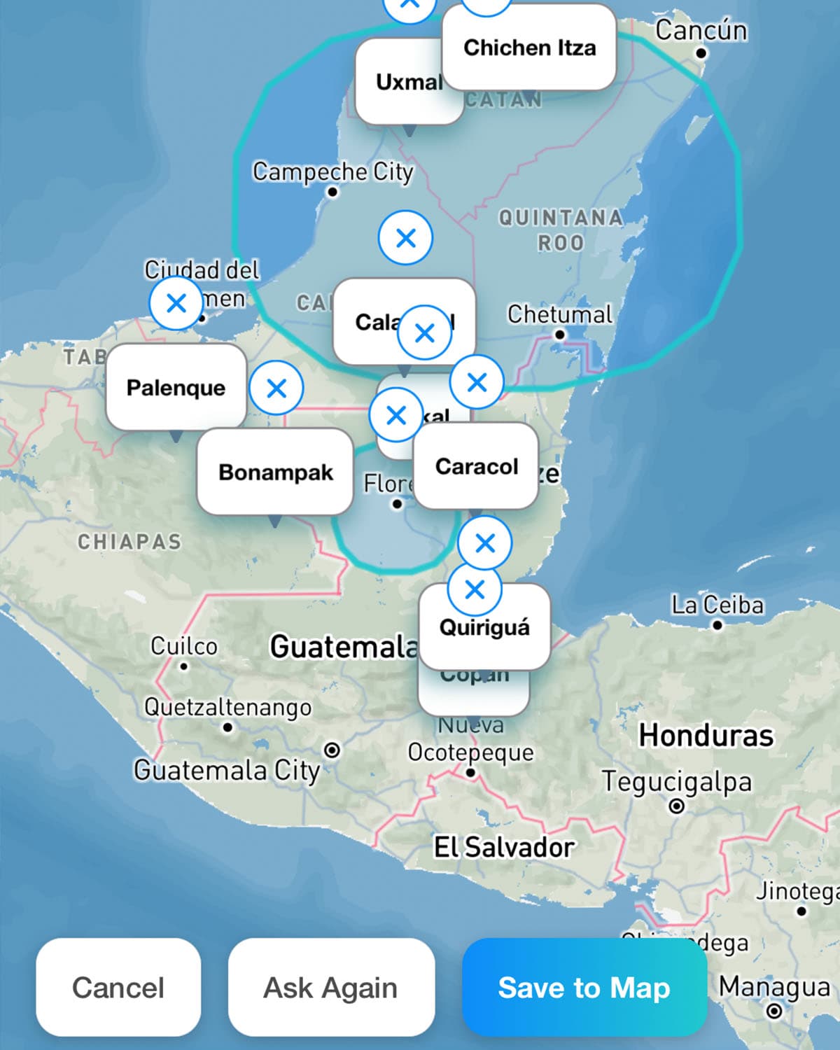 Map answer rendered as places, areas, and paths