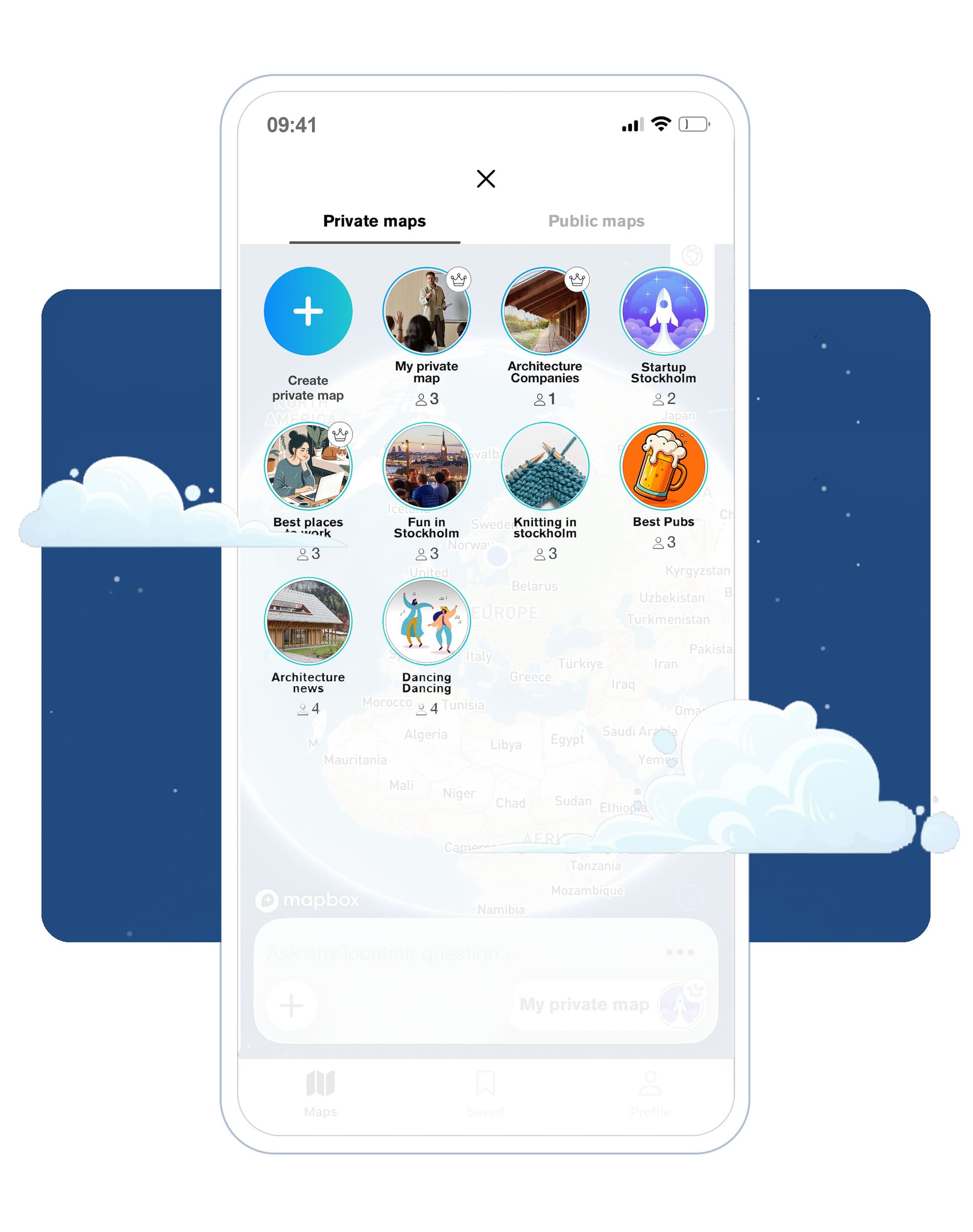 Private and public Livlymaps maps side by side