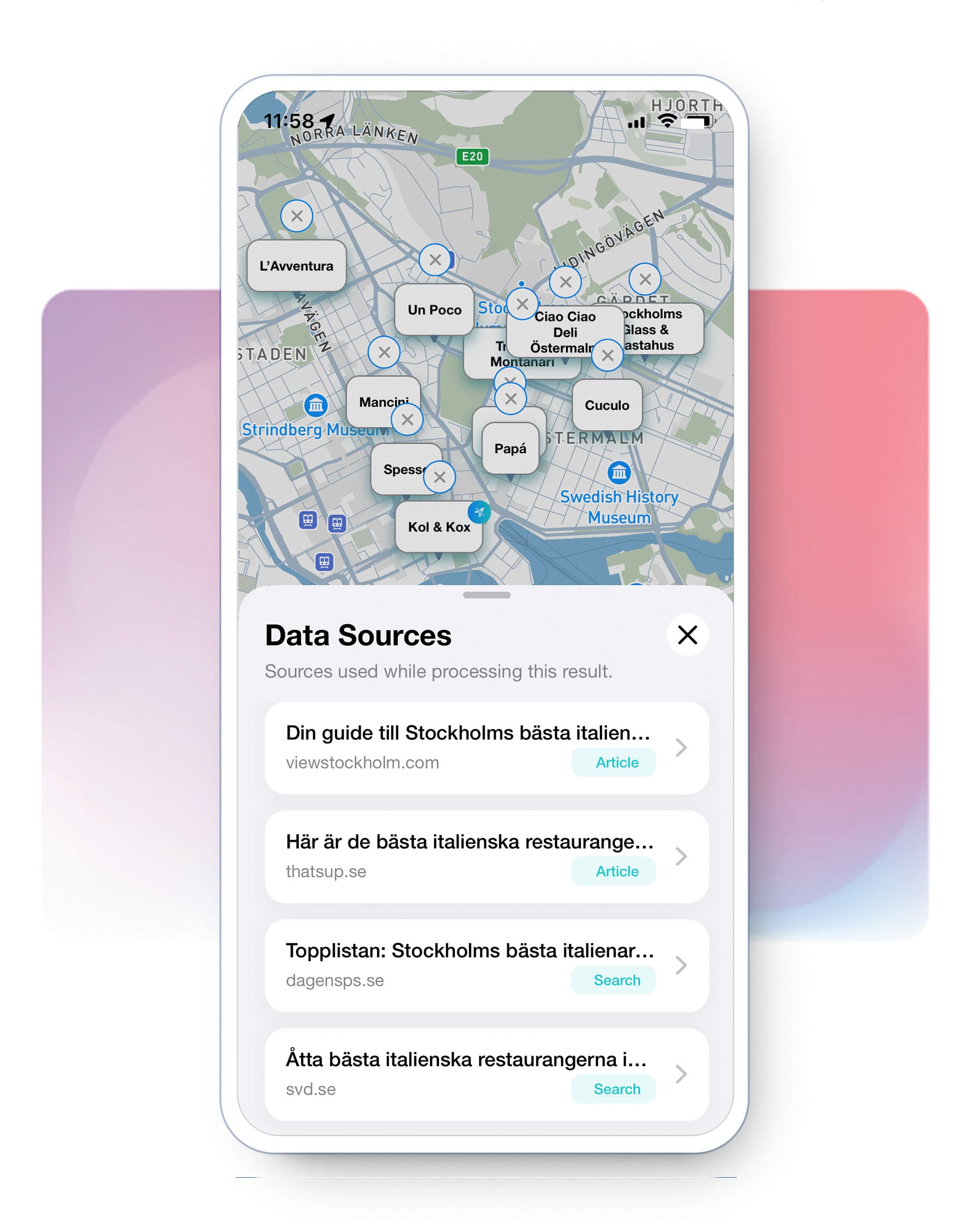 A Livlymaps result linked to its original source